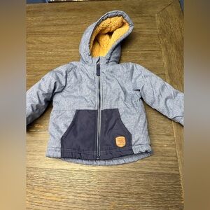 Little Me , Thermal Hoodie, Full Zip closure pockets size 12M Gray/blue